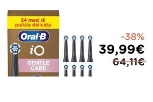 Oral-B Testine di Ricambio iO Gentle Care Nere, 8 Testine