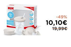 NUK Set 3-in-1 Bicchieri Antigoccia 230 ml Bianco Cuori