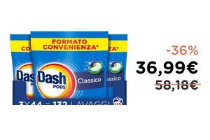 Dash Pods Detersivo In Capsule, 132 Lavaggi, Classico