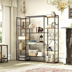YITAHOME Scaffale legno metallo 13 ripiani Marrone Vintage