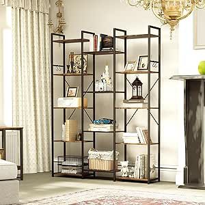 YITAHOME libreria industriale a 7 ripiani con cassetti in acciaio