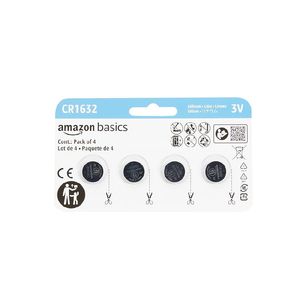 Amazon Basics, 4 batterie a bottone al litio CR1632