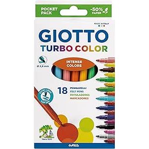 Giotto Turbo Color 18 Pennarelli Punta Fine Colori Assortiti Ricambio Astuccio