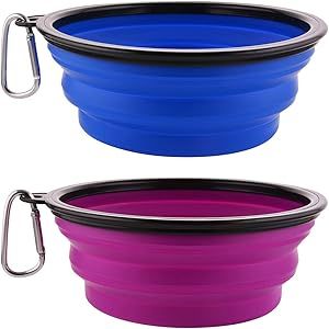 Ciotole per Cani Pieghevoli in Silicone 2PZ con Moschettone