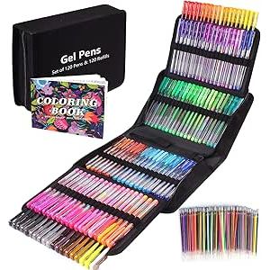 Gunsamg 240 Penne Gel Colorate + 120 Ricariche Glitter