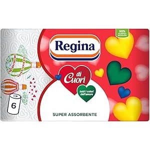 Regina di Cuori Carta Cucina 6 Rotoli 50 Fogli 2 Veli