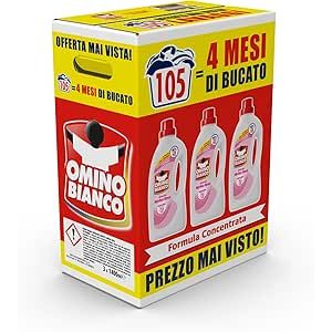 Omino Bianco Liquido Lavatrice 1400 ml x3, 105 Lavaggi