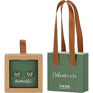 THUN - Orecchini pin con fiocco verde 1 paio